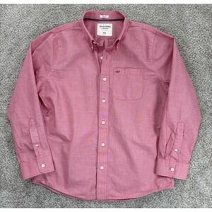 Abercrombie Fitch Button-Down Shirt Mens XXL Pink Muscle Fit Oxford AF Logo 2XL
